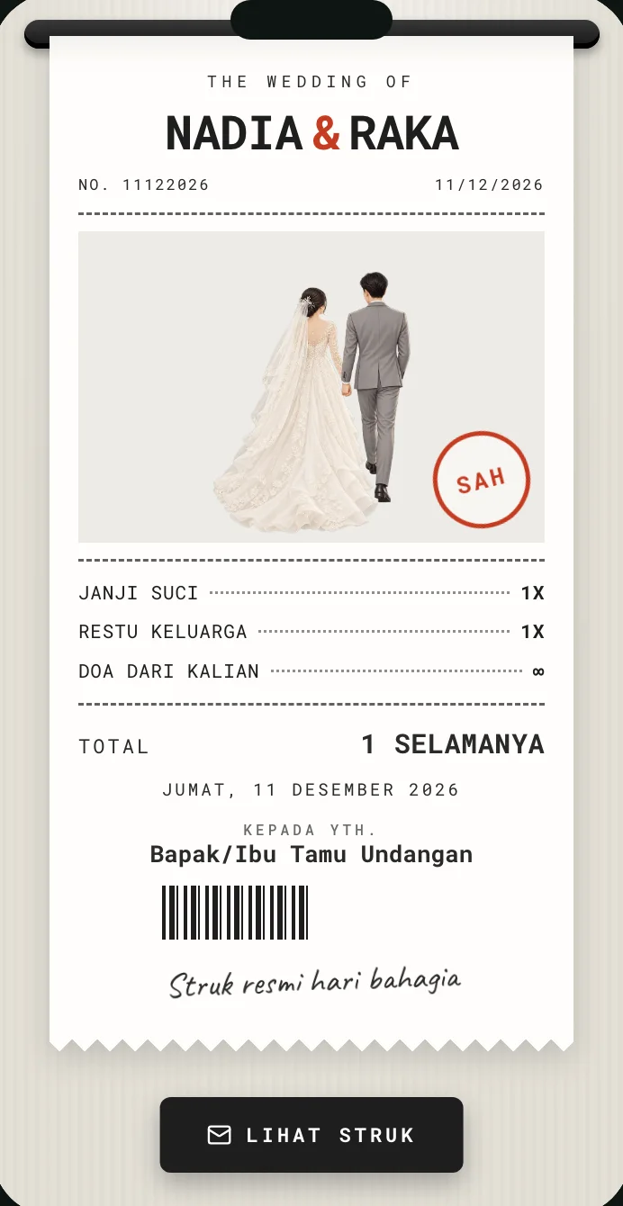 Template undangan pernikahan gaya struk